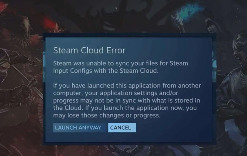 Steam Deck Cloud Sync Error